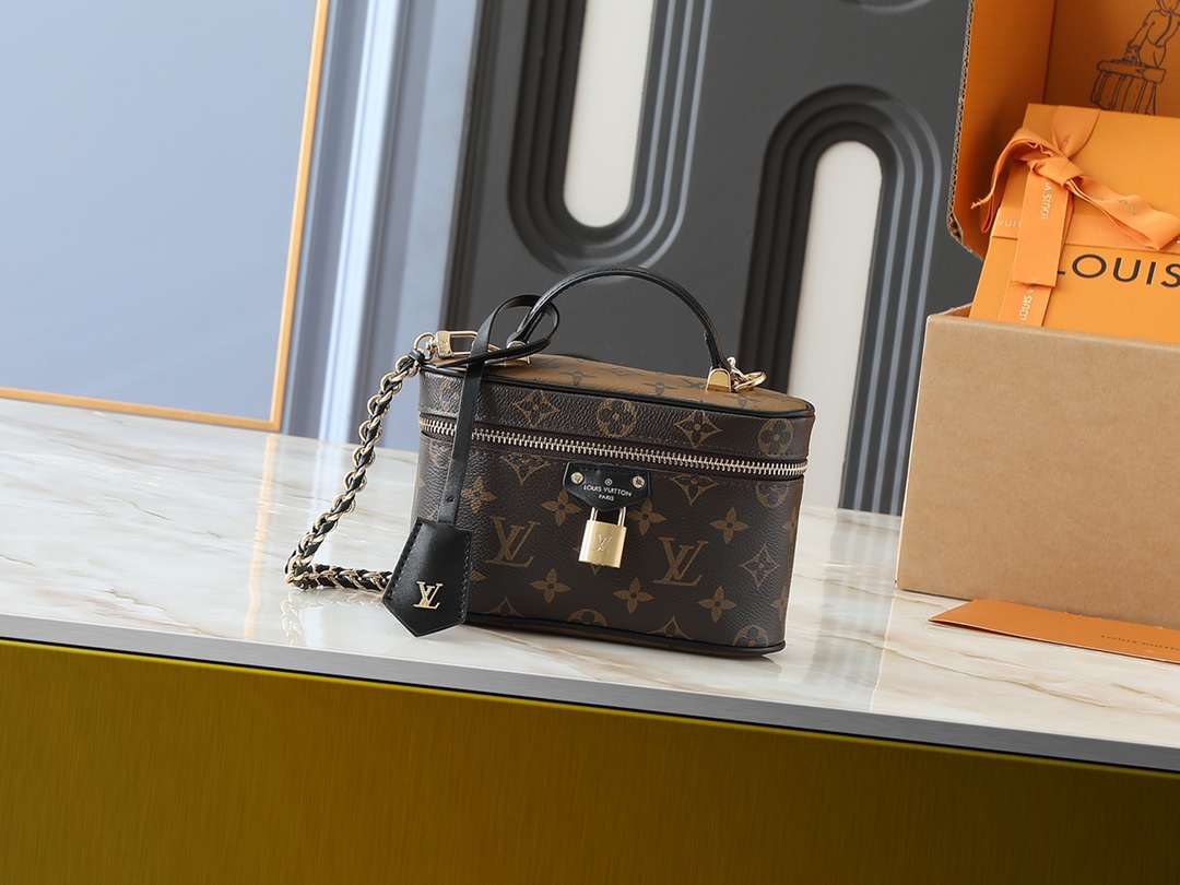 LV Classic Handbag Monogram Canvas Model M12147 Silver Hardware Elegant